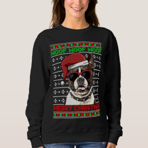 Boston Terrier Dog Funny Woof Frohe Weihnachten Sweatshirt