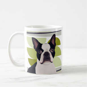 Boston Terrier Dog - Green Geometric Kaffeetasse