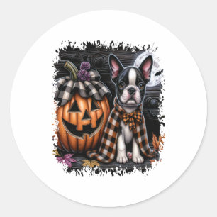 Boston Terrier Dog Halloween Runder Aufkleber