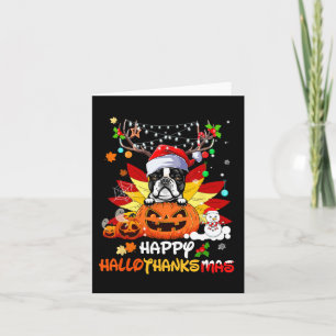 Boston Terrier Dog Halloween und frohe Weihnachten Karte