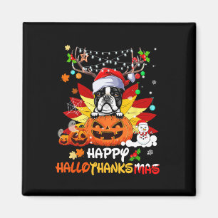 Boston Terrier Dog Halloween und frohe Weihnachten Magnet