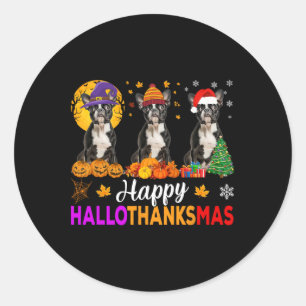 Boston Terrier Dog Halloween Weihnachtsdank Runder Aufkleber