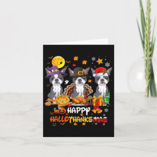 Boston Terrier Dog Happy Halloween Erntedank Ch Karte