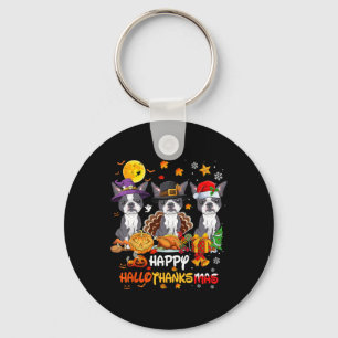 Boston Terrier Dog Happy Halloween Erntedank Ch Schlüsselanhänger