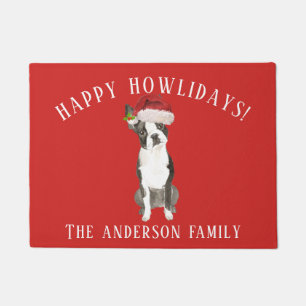 Boston Terrier Dog Happy Howlidays Weihnachten Fußmatte