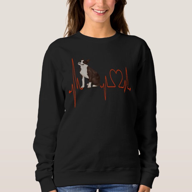 Boston Terrier Dog Heartbeat EKG Funny My Dogs My  Sweatshirt (Vorderseite)