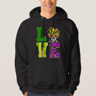 Boston Terrier Dog I Liebe Mardi Gras Kostüme Mas Hoodie