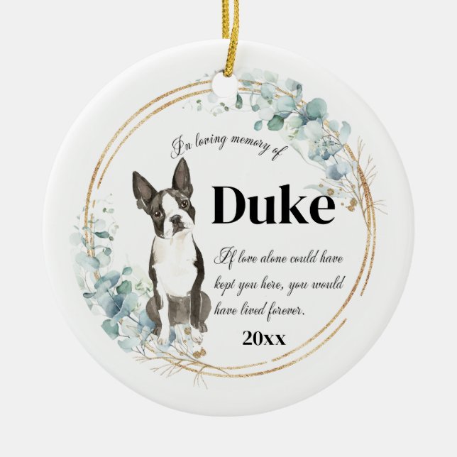Boston Terrier Dog in Love Memory Pet Memorial Keramik Ornament (Vorne)