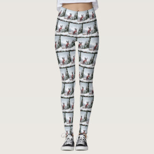 Boston Terrier Dog in Schneeweihen Leggings