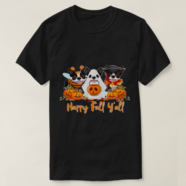 Boston Terrier Dog Lover Fall Yall Halloween T-Shirt (Design vorne)