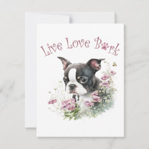 Boston Terrier Dog Mama Floral Mitteilungskarte