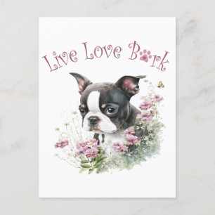 Boston Terrier Dog Mama Floral Postkarte