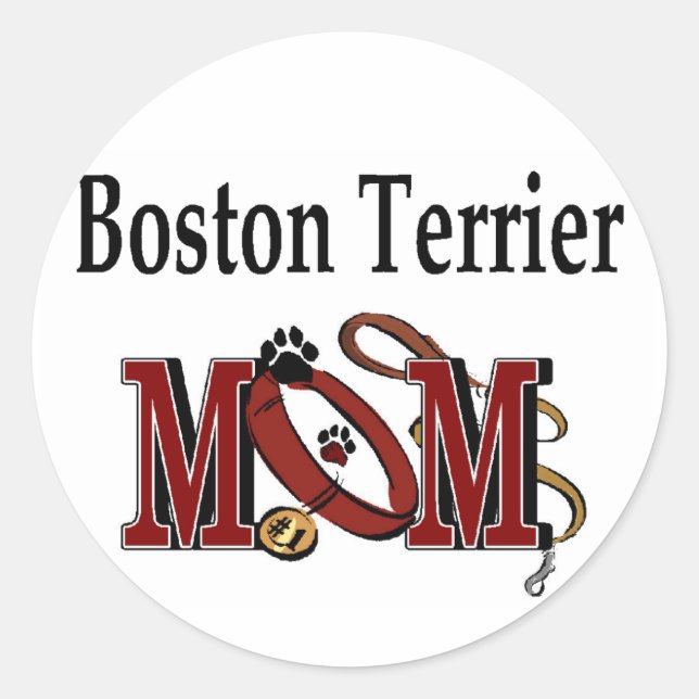 Boston Terrier Dog MAMA Runder Aufkleber (Vorderseite)