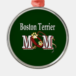 Boston Terrier Dog MAMA Silbernes Ornament
