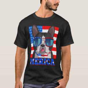 Boston Terrier Dog Merica 4. Juli American Fla T-Shirt