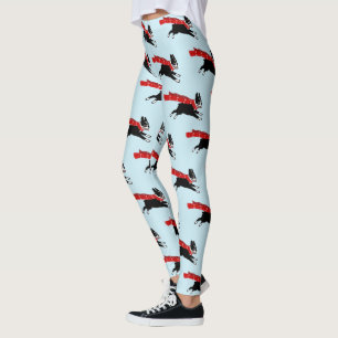 Boston Terrier Dog mit Red Scarf Gemustert Leggings