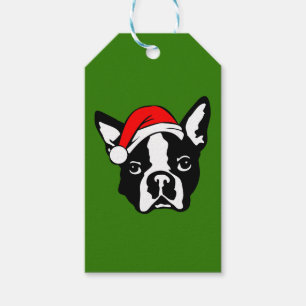 Boston Terrier Dog mit Weihnachts-Weihnachtsmannmü Geschenkanhänger