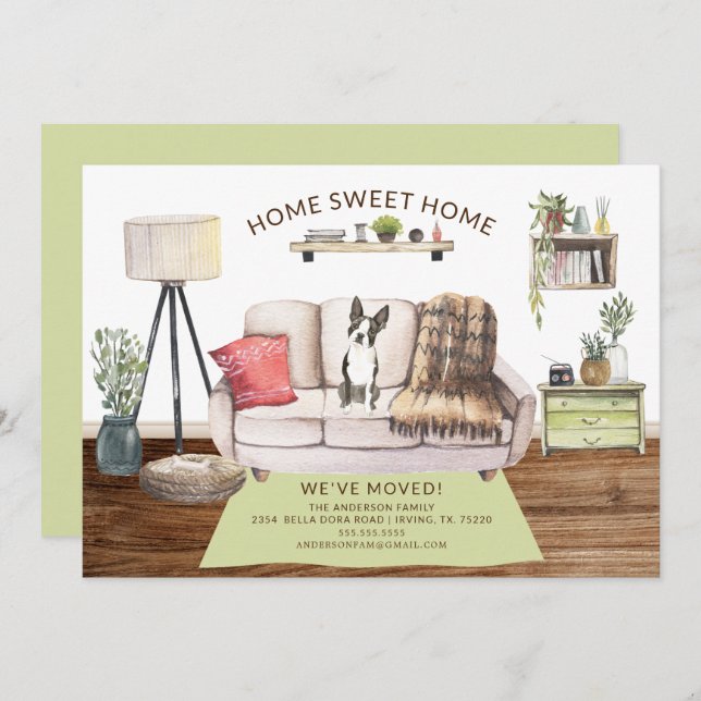 Boston Terrier Dog Moving Ankündigung (Vorne/Hinten)