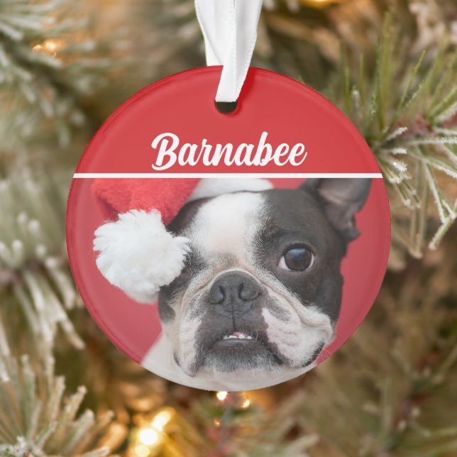 Boston Terrier Dog Name Foto Weihnachten Ornament (Baum)