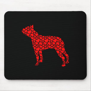 Boston Terrier Dog Niedliche Silhouette Herz Valen Mousepad