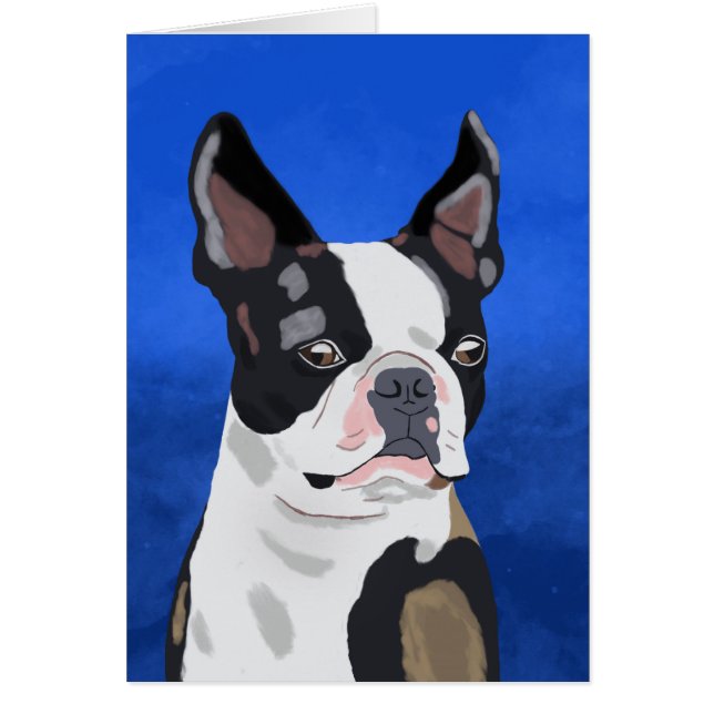 Boston Terrier Dog Oil Painting Art Portrait (Vorne)