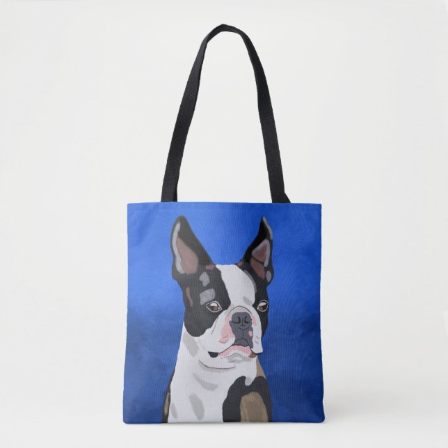 Boston Terrier Dog Oil Painting Art Portrait (Vorderseite)
