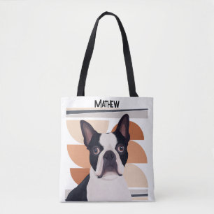 Boston Terrier Dog - Orange Geometric