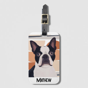 Boston Terrier Dog - Orange Geometric Gepäckanhänger