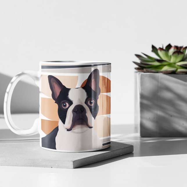 Boston Terrier Dog - Orange Geometric Kaffeetasse (Von Creator hochgeladen)