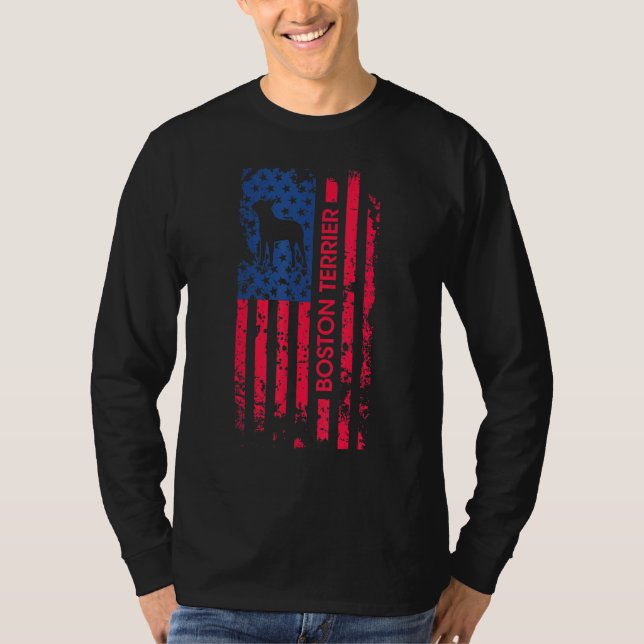 Boston Terrier Dog Patriotic American Flag 4. T-Shirt (Vorderseite)