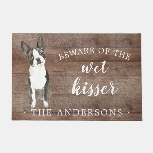 Boston Terrier Dog Personalisiert Dog Mat Fußmatte (Vorderseite)