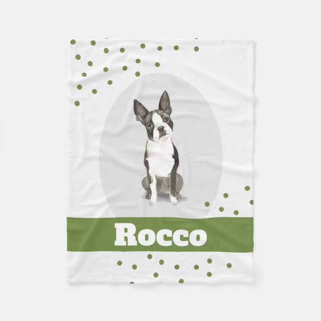 Boston Terrier Dog personalisierte Punktdecke Fleecedecke (Vorderseite)