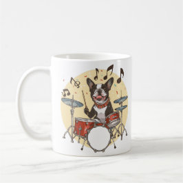 Boston Terrier Dog Playing Drums Kaffeetasse