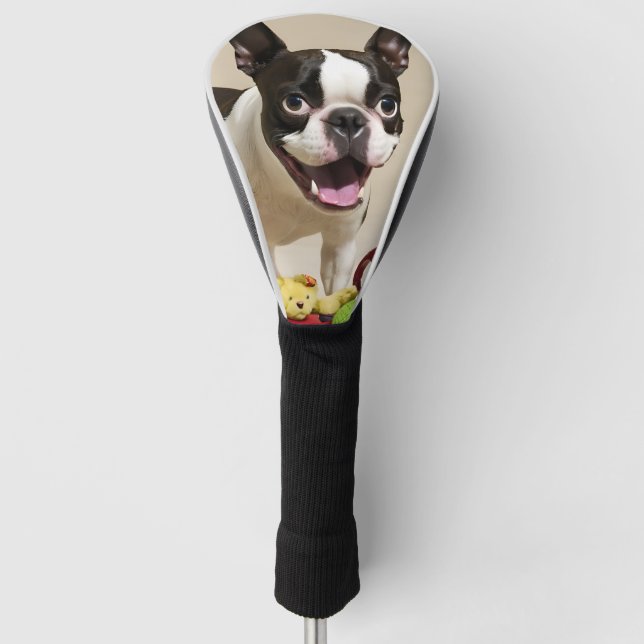 Boston Terrier Dog Playing with Toys Golf Headcover (Vorderseite)