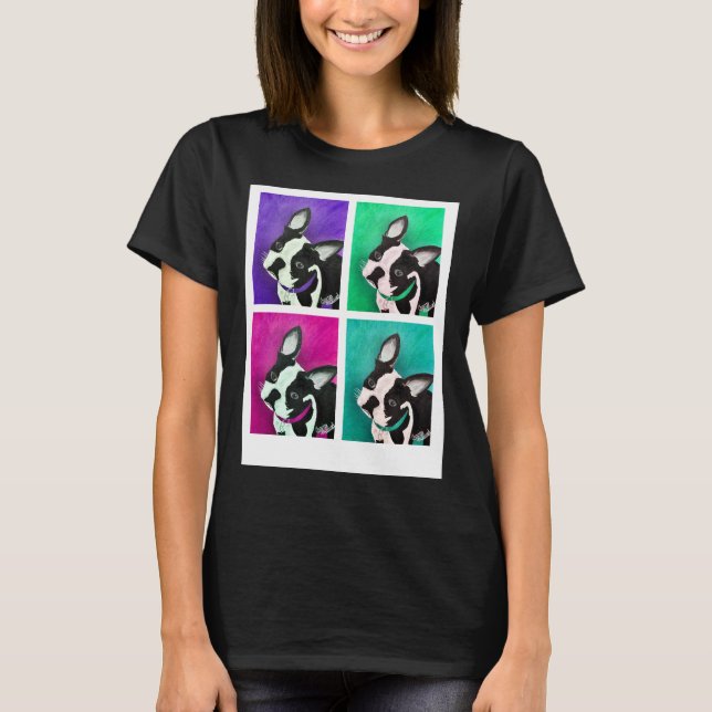 Boston Terrier Dog Pop Art T-Shirt (Vorderseite)