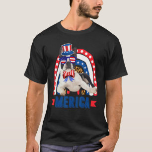 Boston Terrier Dog Rainbow Leopard Merica Flag 4. T-Shirt
