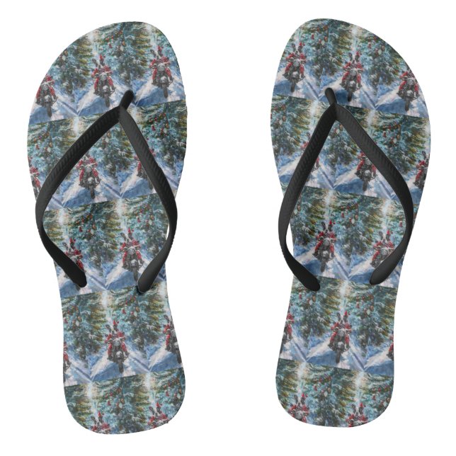 Boston Terrier Dog Riding Motorrad Weihnachten Flip Flops (Fußbett)