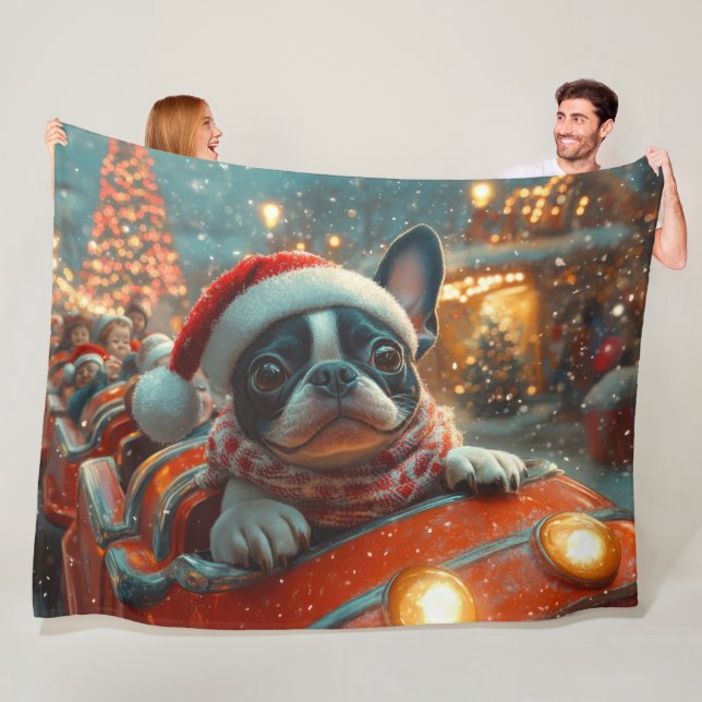 Boston Terrier Dog Roller Untersetzer Weihnachten Fleecedecke (Beispiel)