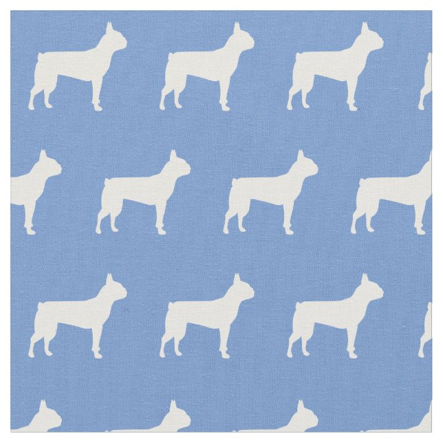 Boston Terrier Dog Silhouette Pet Light Blue Stoff (Nahaufnahme)