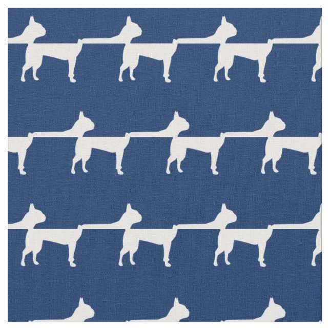 Boston Terrier Dog Silhouette Pet Navy Blue Stoff (Nahaufnahme)