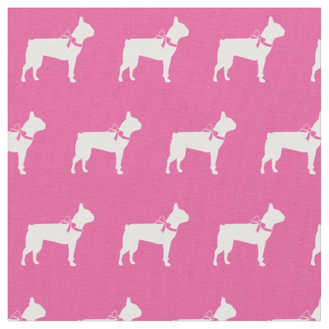 Boston Terrier Dog Silhouette Pet pink Stoff (Nahaufnahme)