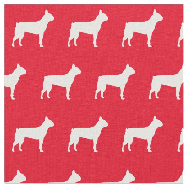 Boston Terrier Dog Silhouette Pet Red Stoff (Nahaufnahme)