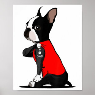 Boston Terrier Dog Tattoo I Liebe Vater Familie Fu Poster