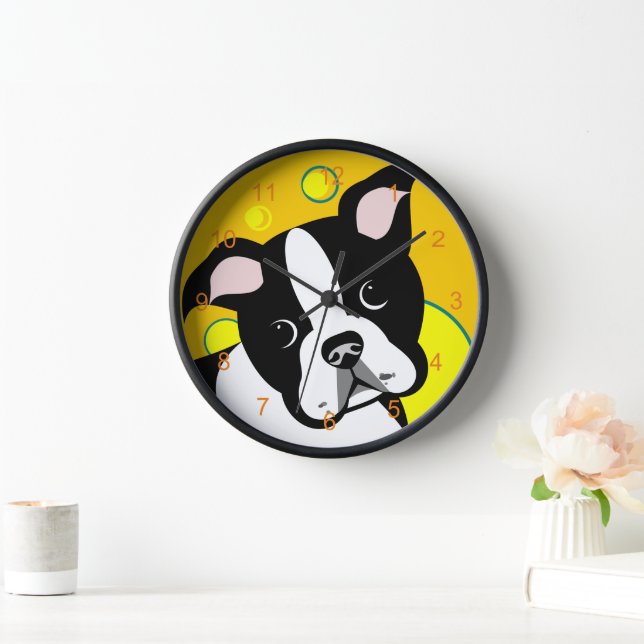 Boston Terrier Dog Uhr (Zuhause)