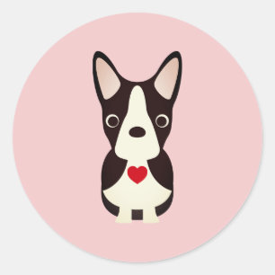 Boston Terrier Dog Valentine, Valentinstag Runder Aufkleber