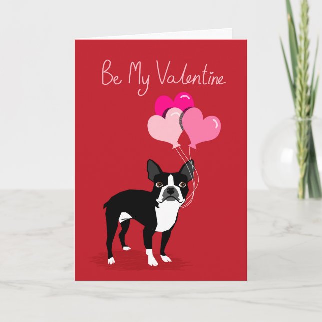 Boston Terrier Dog Valentine's Day Card Feiertagskarte (Vorderseite)