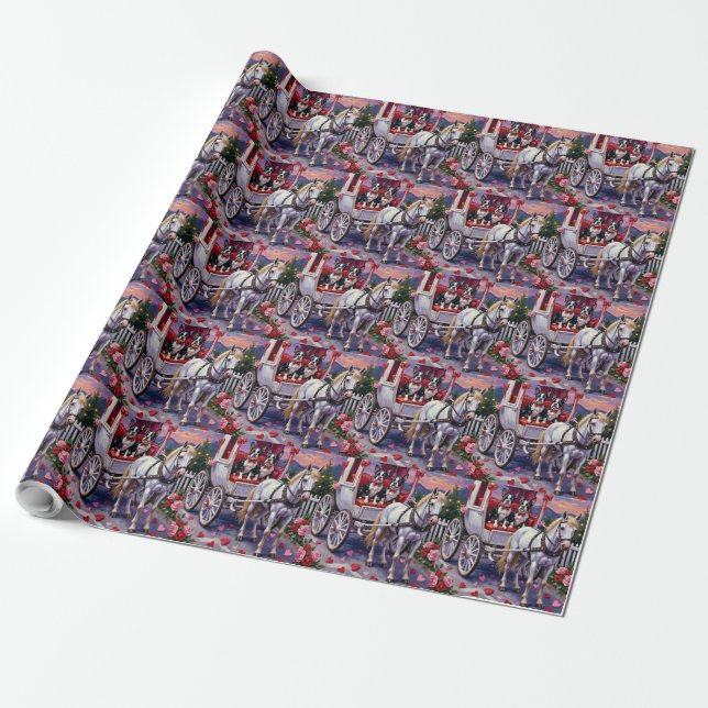 Boston Terrier  Dog Valentine's Day Geschenkpapier (Ungerollt)