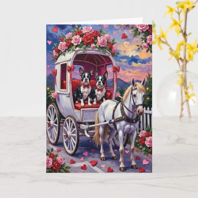 Boston Terrier  Dog Valentine's Day Karte (Gelbe Blume)