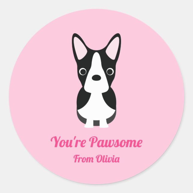 Boston Terrier Dog Valentine's Day Runder Aufkleber (Vorderseite)