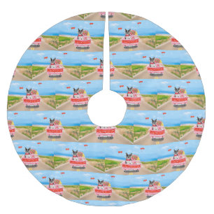 Boston Terrier Dog Valentine's Day Truck Hearts Polyester Weihnachtsbaumdecke